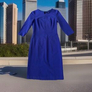 Hugo Boss Daslana women’s size 2 v-neck sheath dress. Blue. Excellent Condition